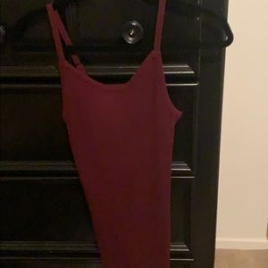 Burgundy ribbed bodycon dress